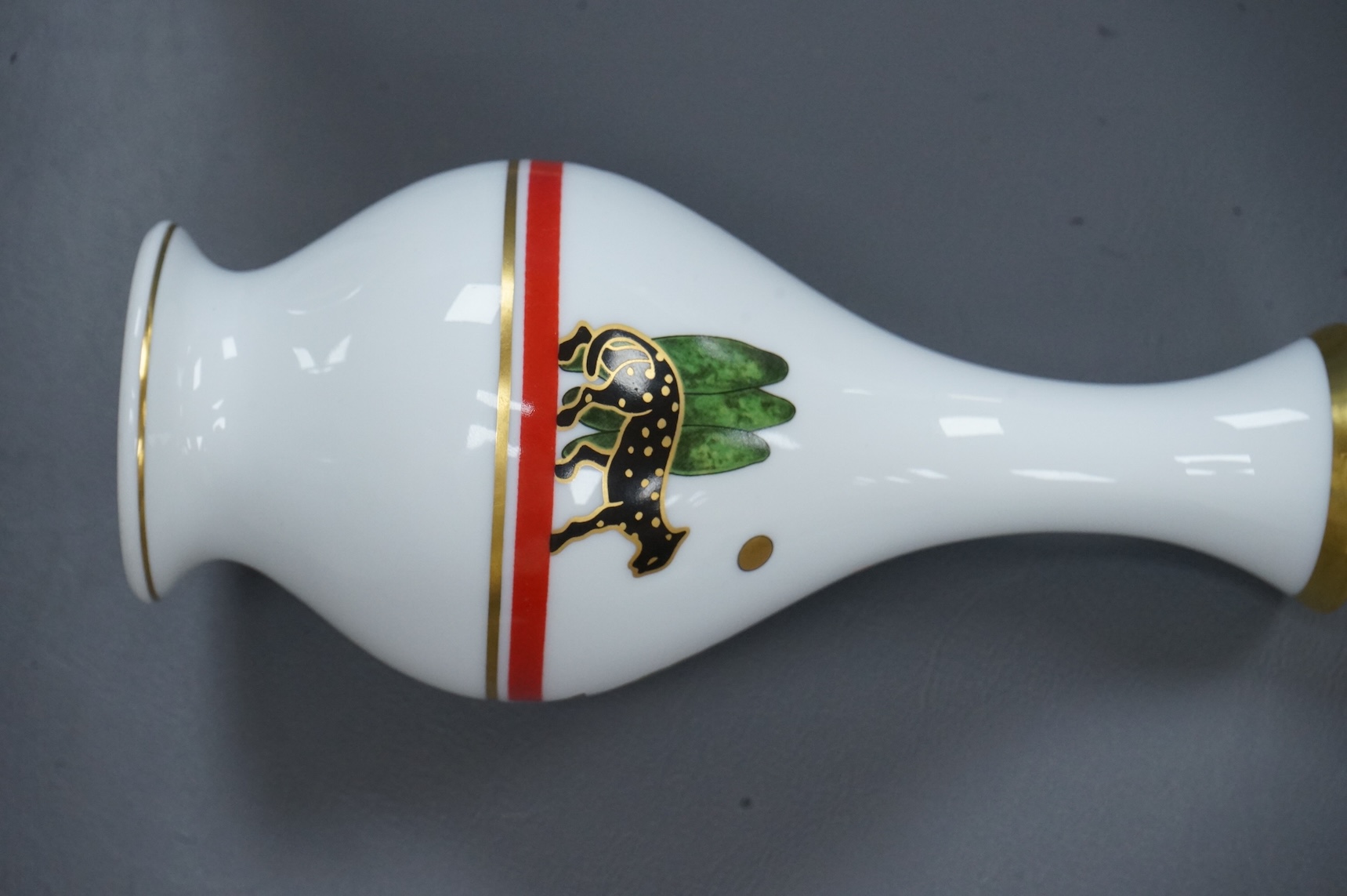 La Maison de Louis Cartier, Limoges ‘Panther’ vase. Stamped on base, 17.5cm high.
